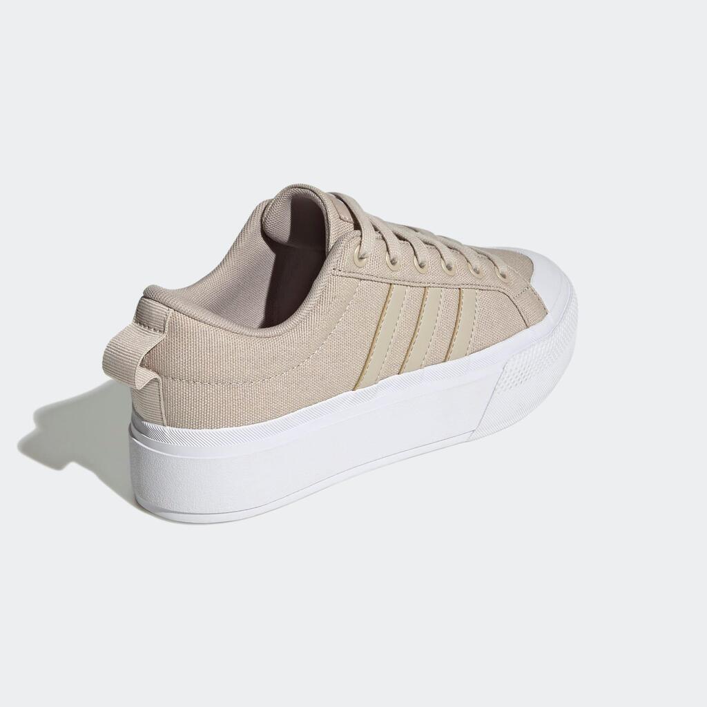 WOMEN'S ADIDAS BRAVADA PLATFORM WALKING TRAINERS - BEIGE